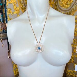 Elegant Gold and Blue Sunflower Necklace